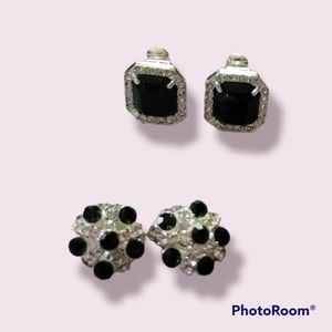 2 Pair Clip Earrings Vtg